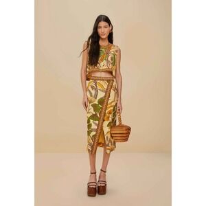 Sand Foliage Sketch LENZING™ ECOVERO™ Euroflax™ Midi Skirt